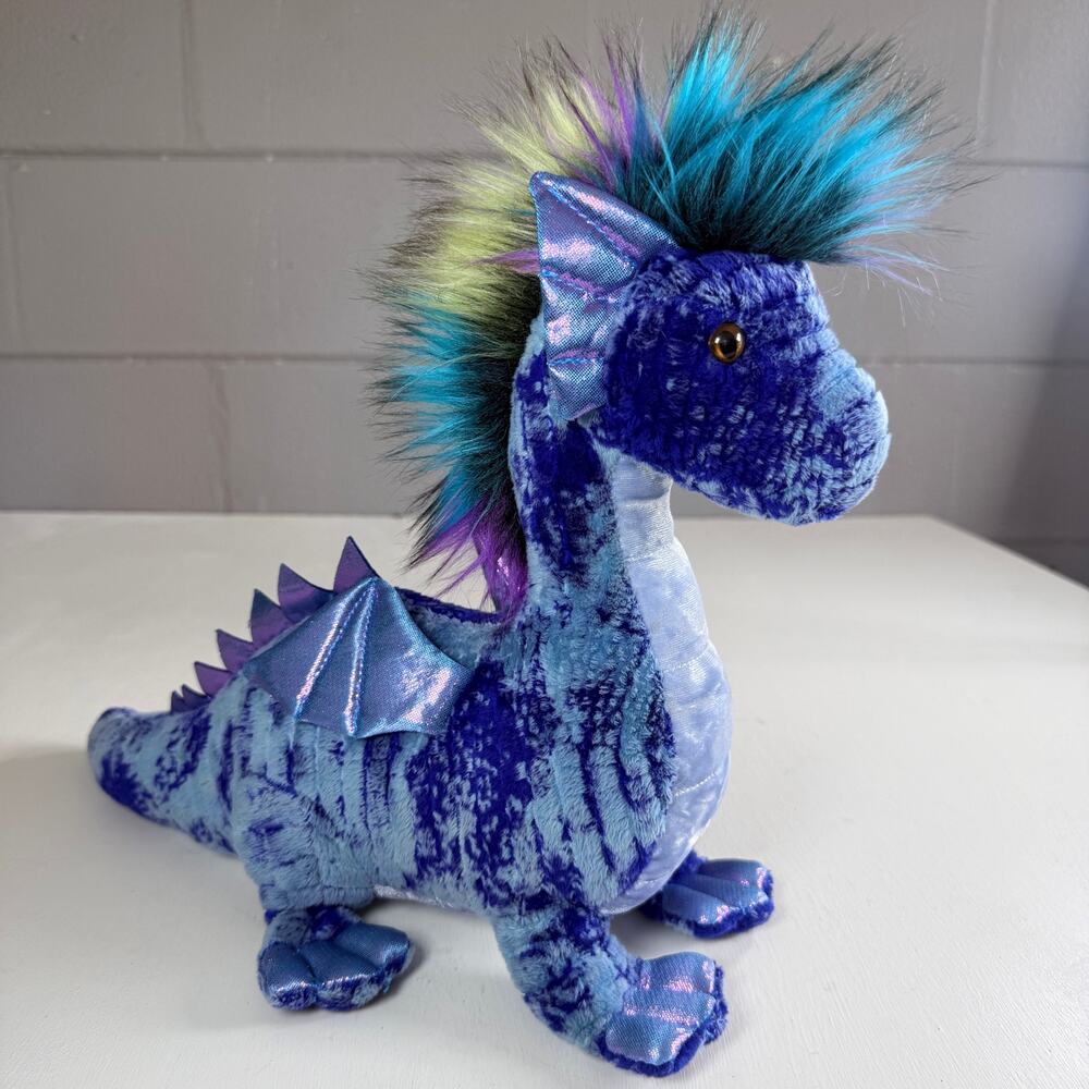 Aurora Luxe Boutique Zion Dragon Blue Plush Sparkle Stuffed Animal